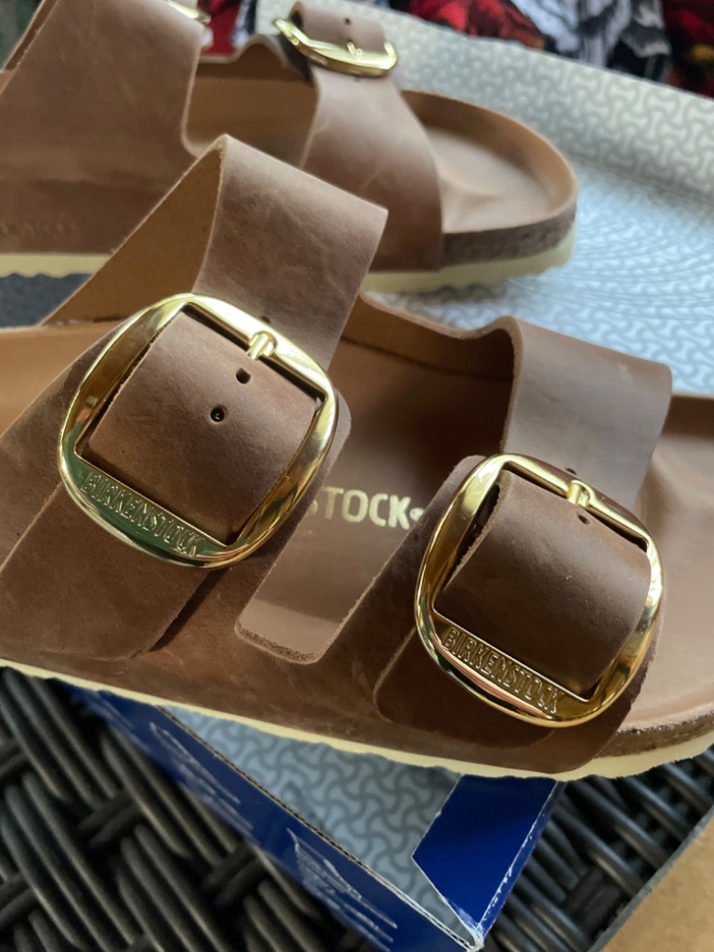 Birkenstock Arizona Big Buckle Cognac Oiled Leather Sandals EU40 US9 Narrow NEW - Picture 2 of 4